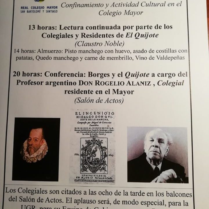 Actos culturales durante el confinamiento en el Real Colegio Mayor San Bartolomé y Santiago, residencia de estudiantes en Granada